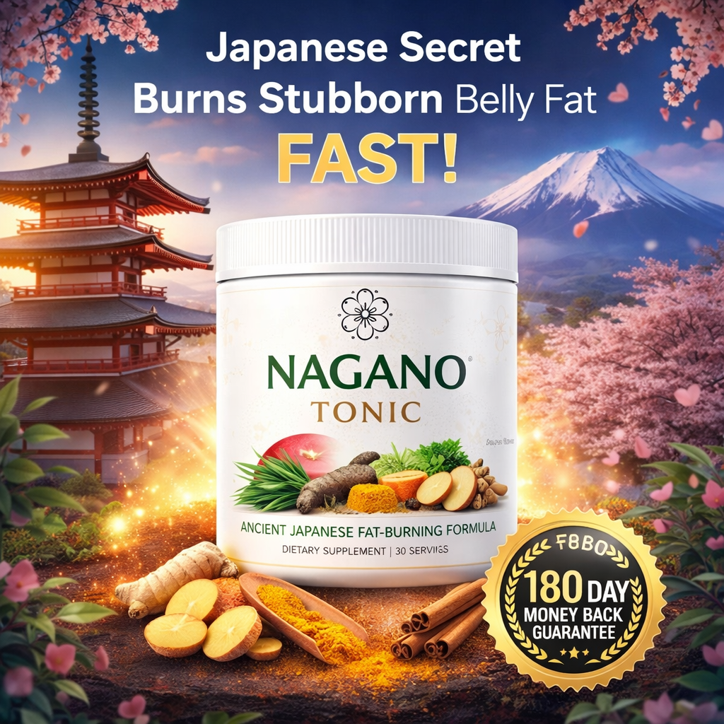 Nagano Tonic reviews Japanese weight loss supplement bottle with natural fat burning ingredients and Mount Fuji background