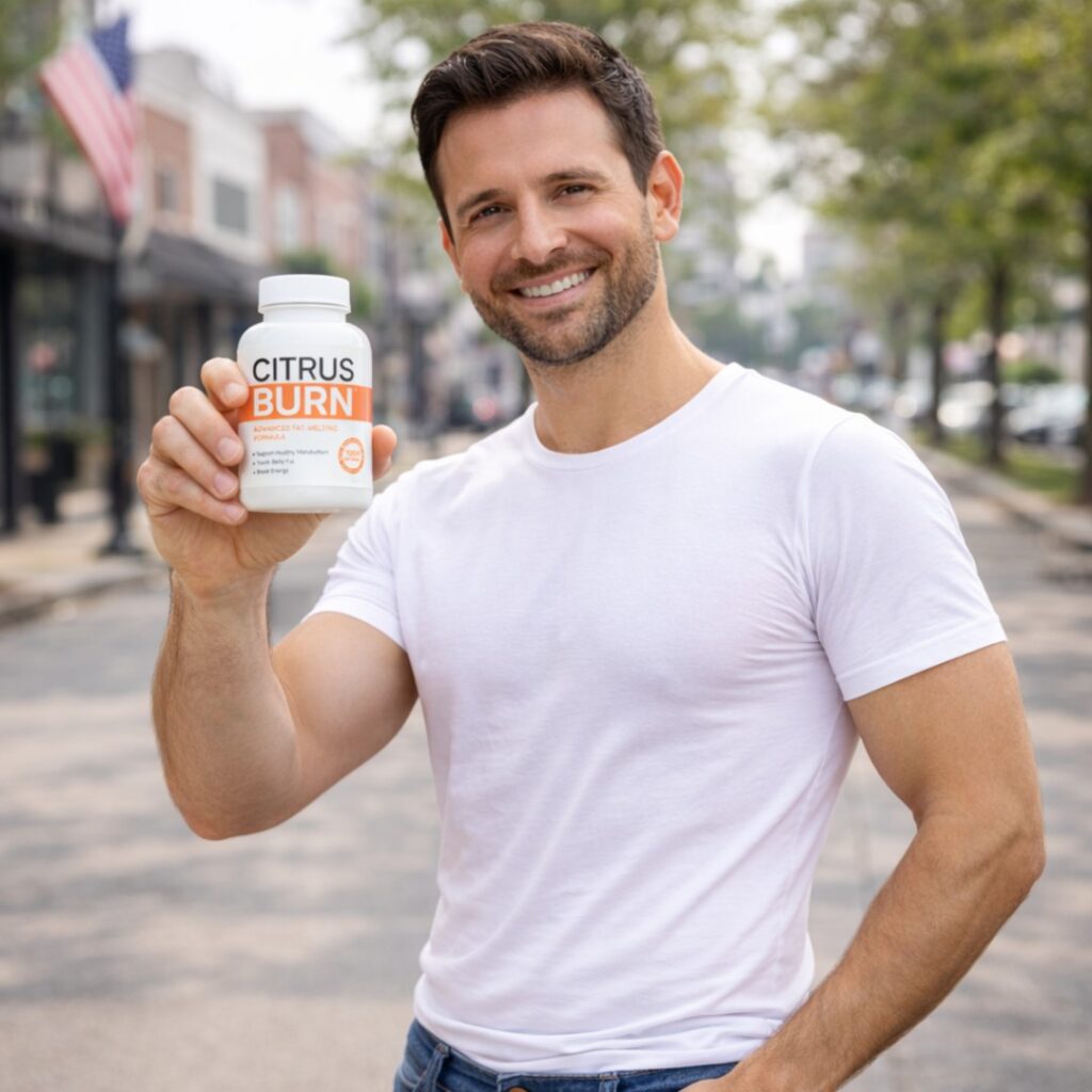 Real CitrusBurn customer holding supplement bottle after weight loss
