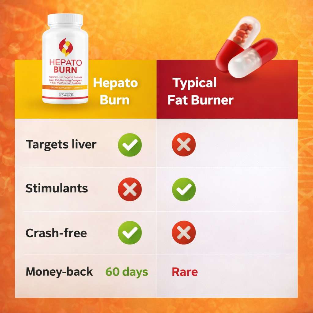 HepatoBurn review comparison chart showing HepatoBurn vs typical fat burner for liver detox and fat loss
