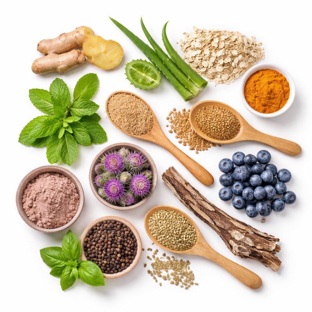 Natural gut health ingredients used in GUT VITA™ review to support digestion and gut balance