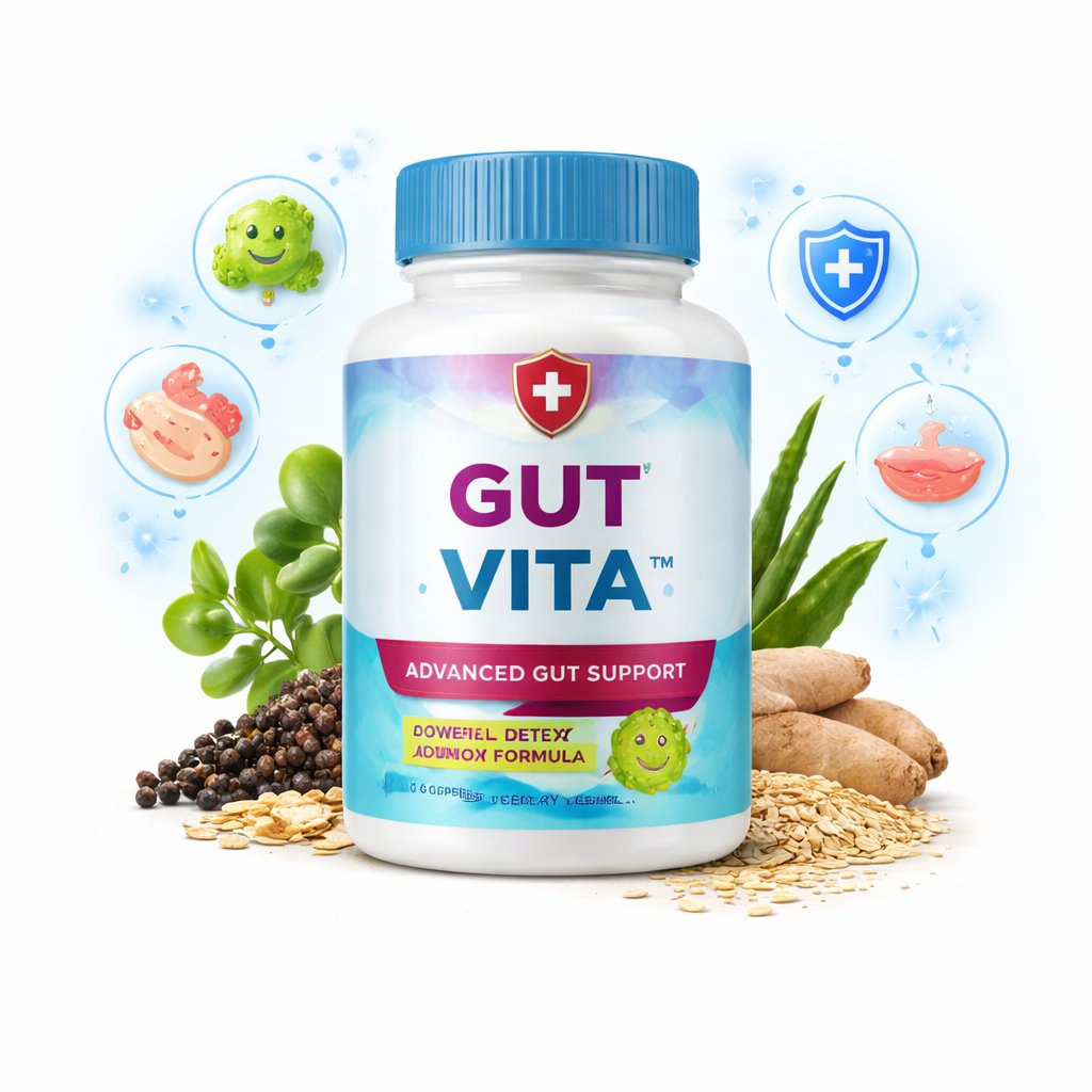 GUT VITA™ review showing natural gut health supplement bottle for digestive support