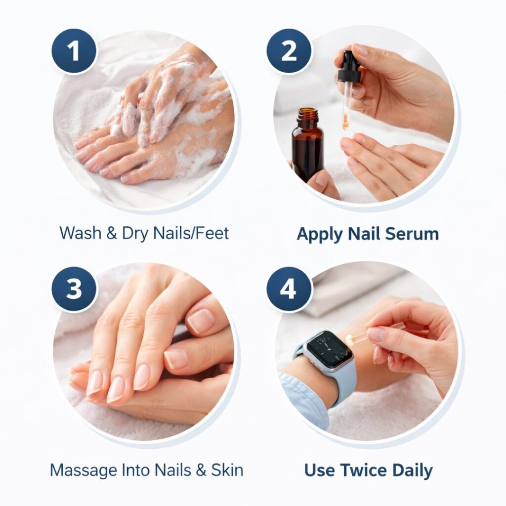 How to use Metanail Complex serum step by step for nail fungus treatment and healthy nail growth