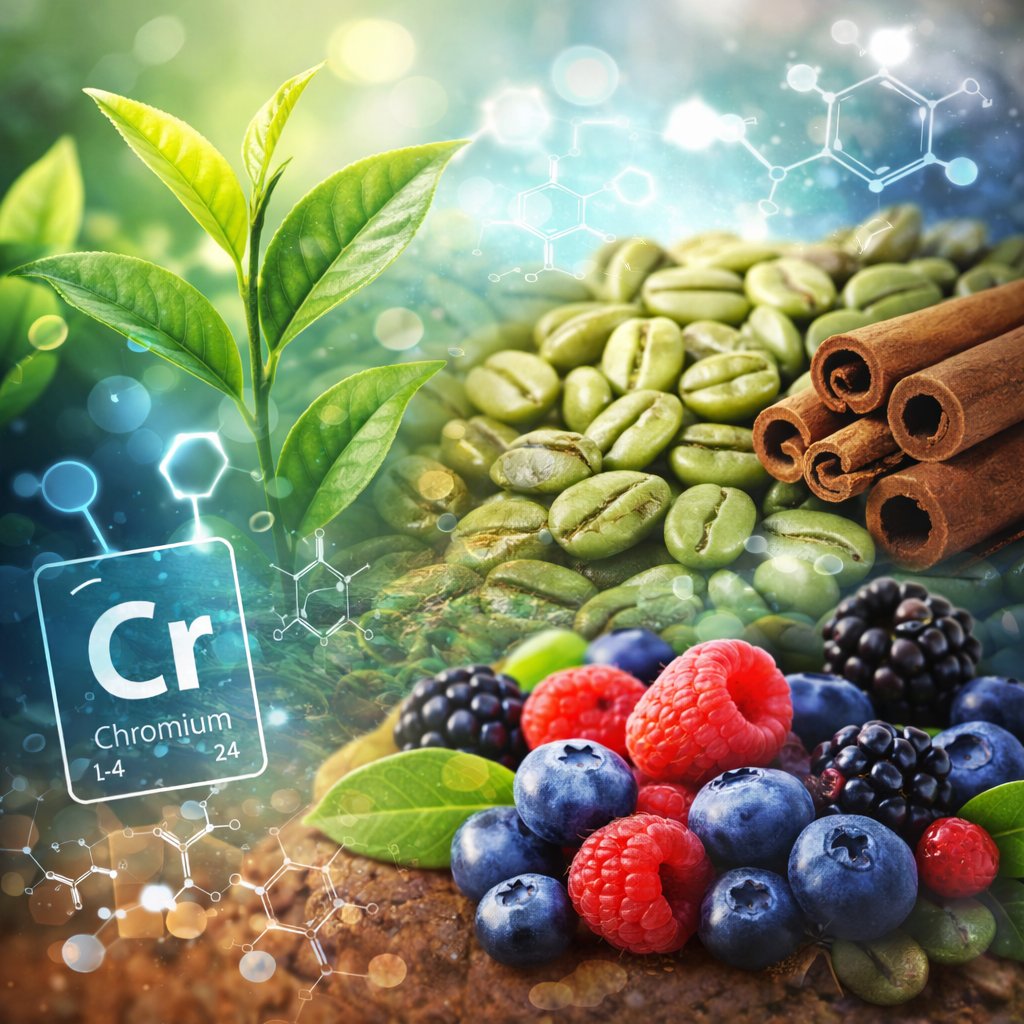 Metabo review ingredients showing green tea, green coffee beans, cinnamon, and berries for natural metabolism boost