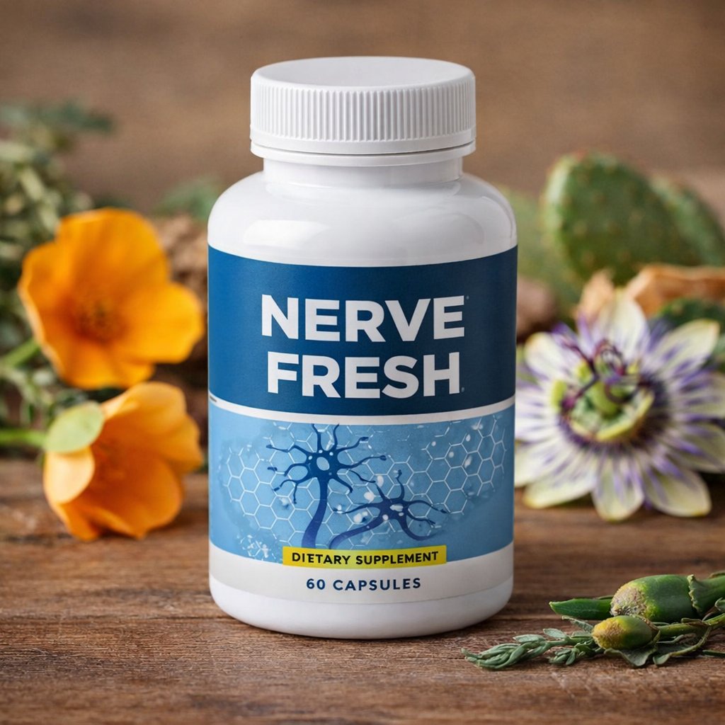 Nerve Fresh review supplement bottle with natural nerve support herbs