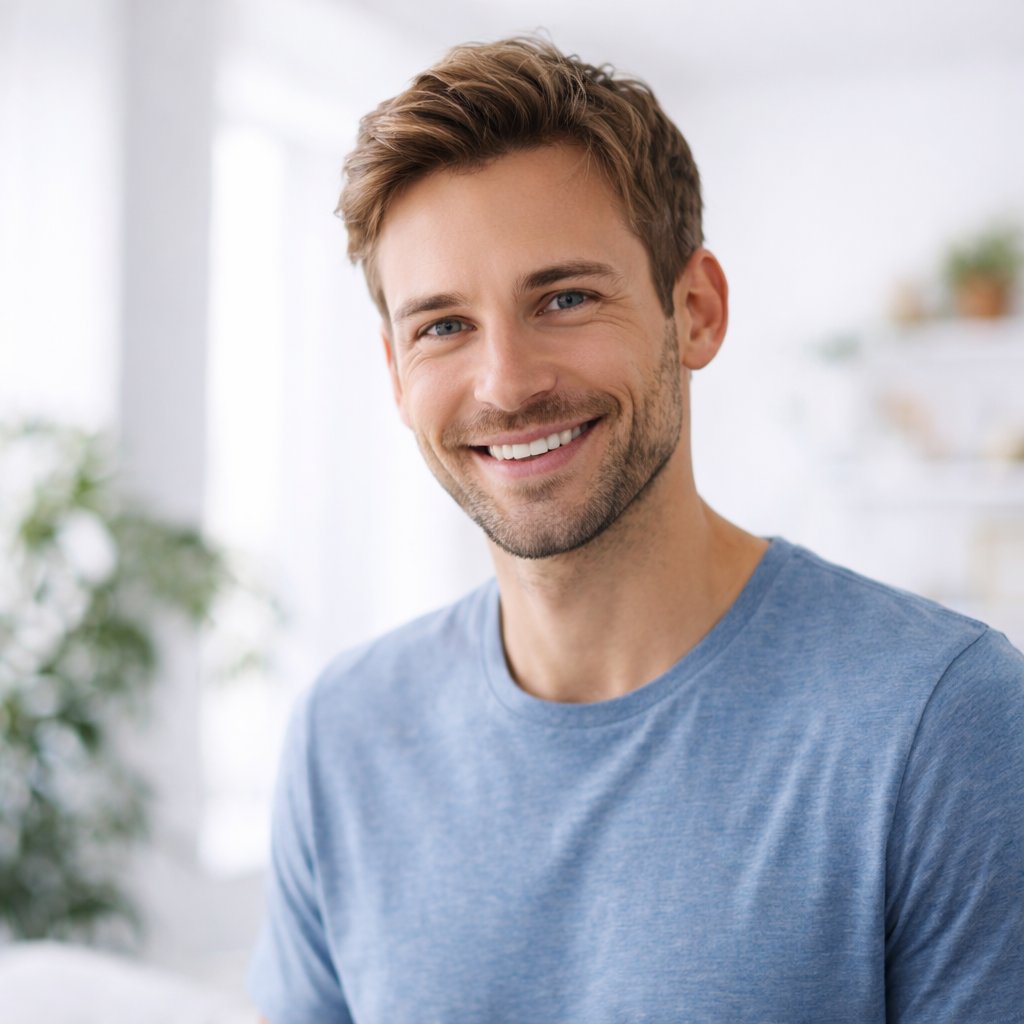 Neura review showing a calm healthy adult smiling representing improved brain wellness and mental clarity