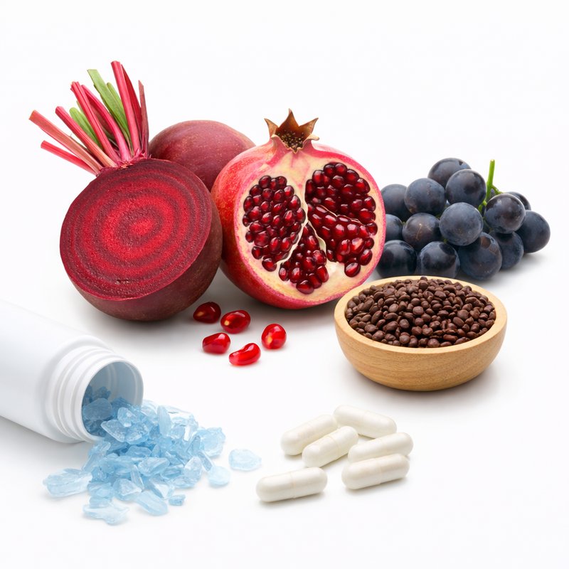 Natural circulation-support ingredients beetroot pomegranate grape seed magnesium used in VENOPLUS 8 review