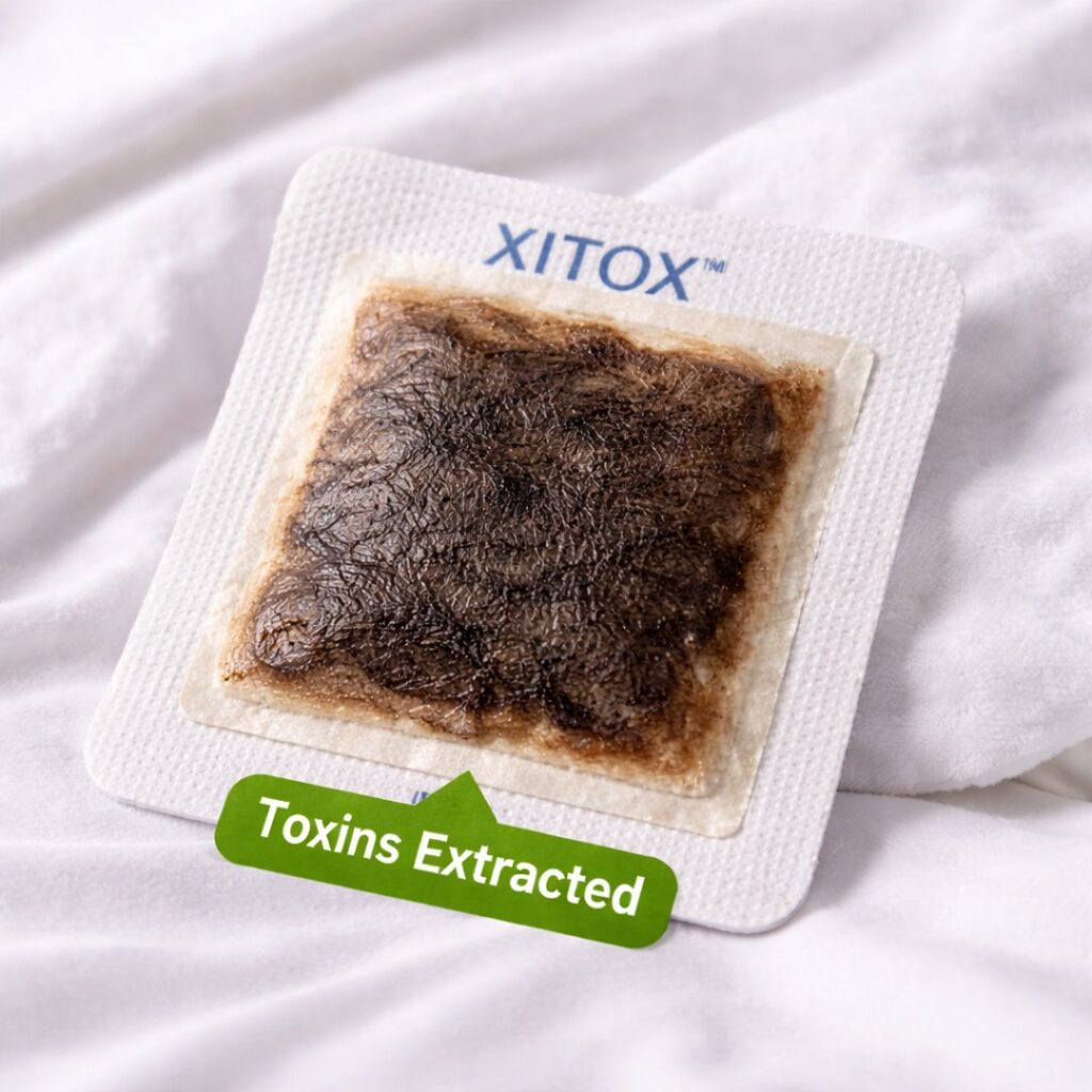 Used Xitox Footpad showing darkened pad after overnight use in Xitox Footpads review