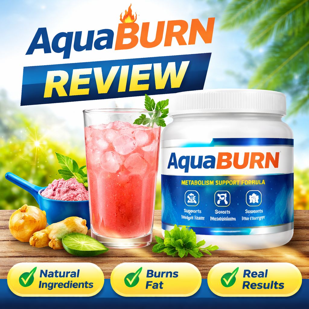 Aquaburn review supplement bottle and drink for metabolism support and weight loss