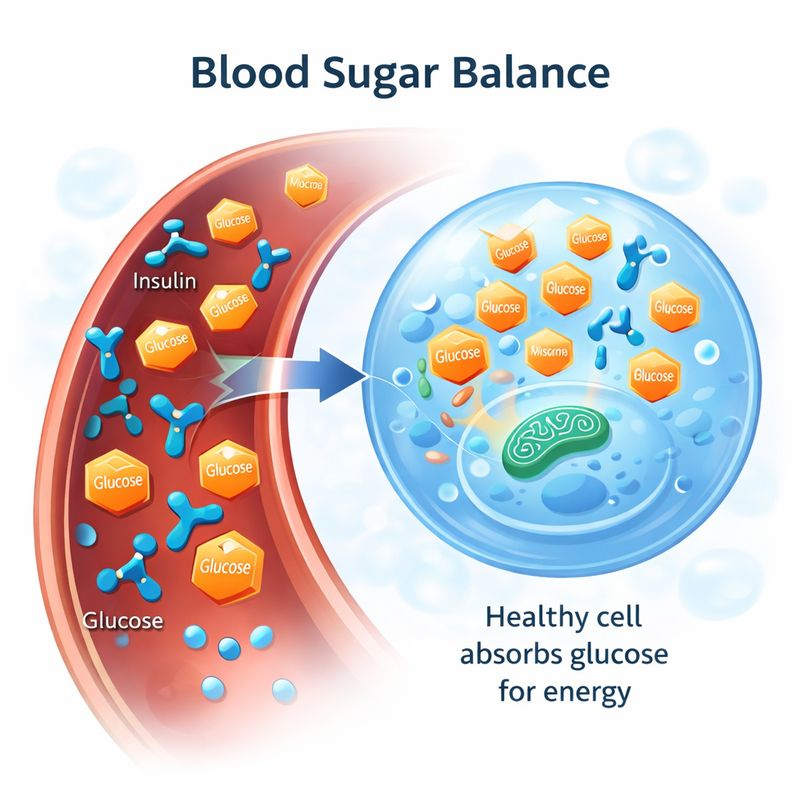 CelluCare review illustration showing glucose entering healthy body cells for blood sugar balance