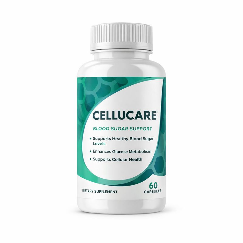 CelluCare review showing the CelluCare blood sugar support supplement bottle