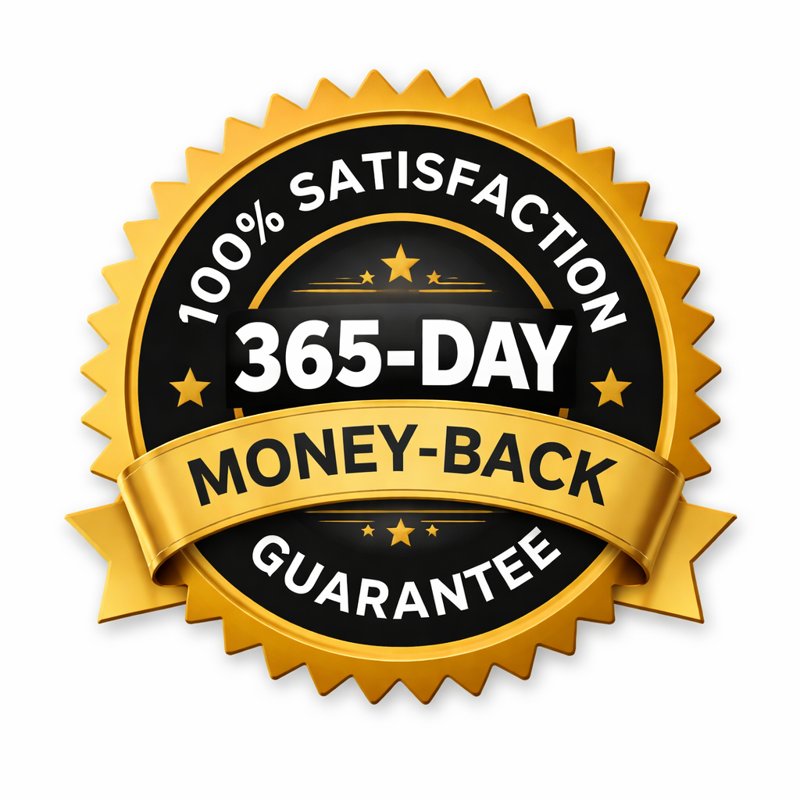 CogniSurge 365 day money back guarantee badge for risk free purchase