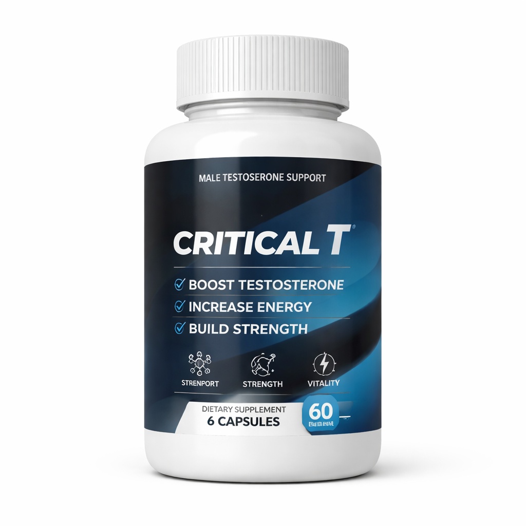 Critical T review supplement bottle official testosterone support formula for male energy strength and stamina