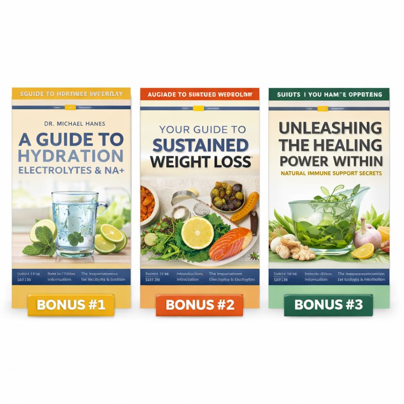 ElectroSlim review bonuses image showing free digital health ebooks and wellness guides included with purchase