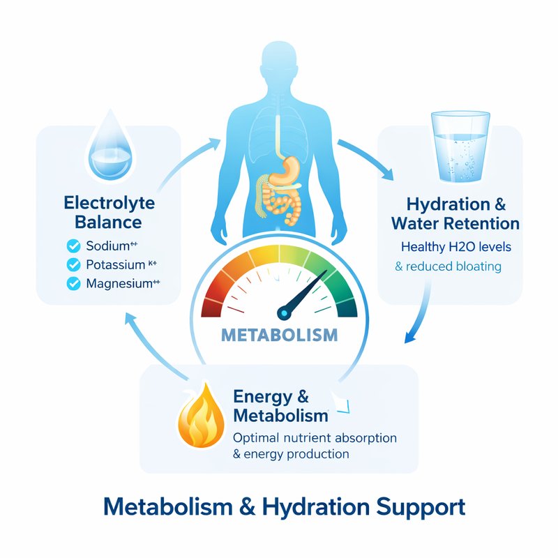 ElectroSlim review how it works infographic showing metabolism hydration and electrolyte balance for healthy weight loss