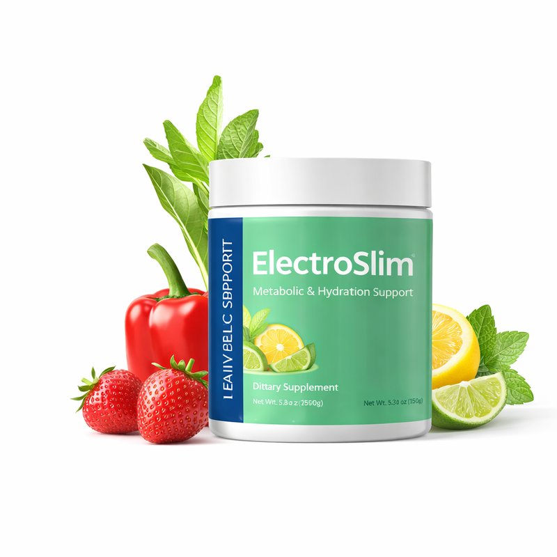 ElectroSlim review featured image showing ElectroSlim supplement jar with fresh fruits for natural weight loss and metabolic health support