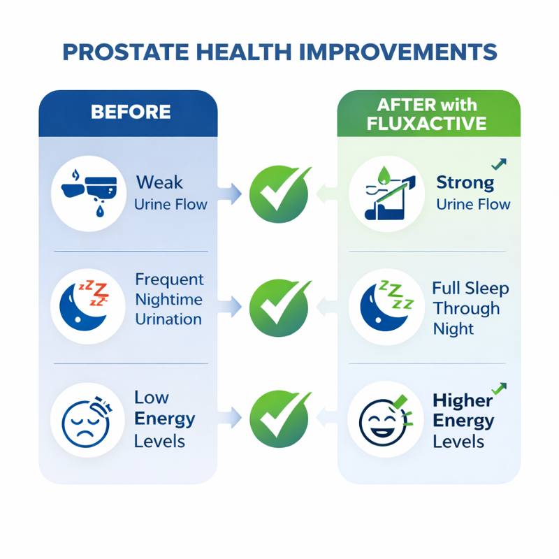 FLUXACTIVE review before and after prostate health results infographic