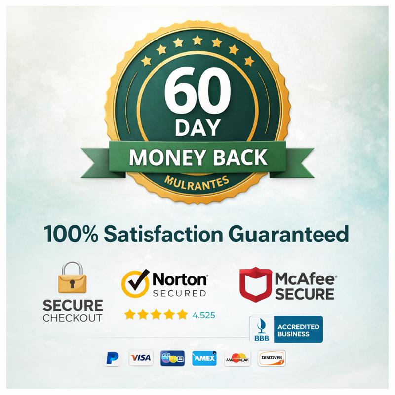 GlucoTonic 60-day money-back guarantee with secure checkout and trust icons