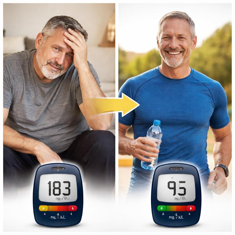 GlucoTonic before and after results showing improved blood sugar levels and healthy weight loss