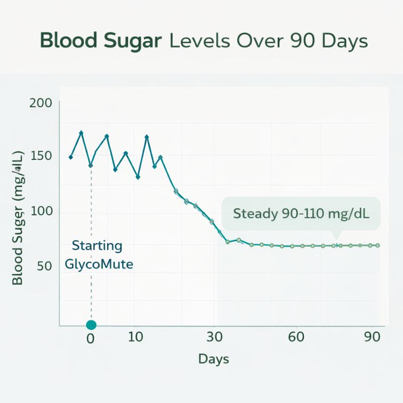 GlycoMute review 90 day blood sugar results graph showing stable glucose levels