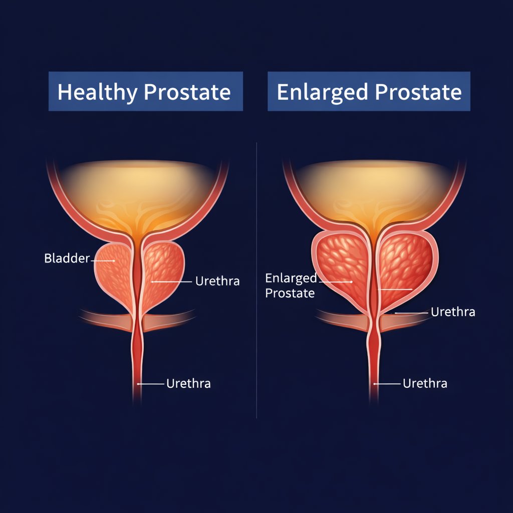 Healthy prostate vs enlarged prostate comparison in Prosta Defend review