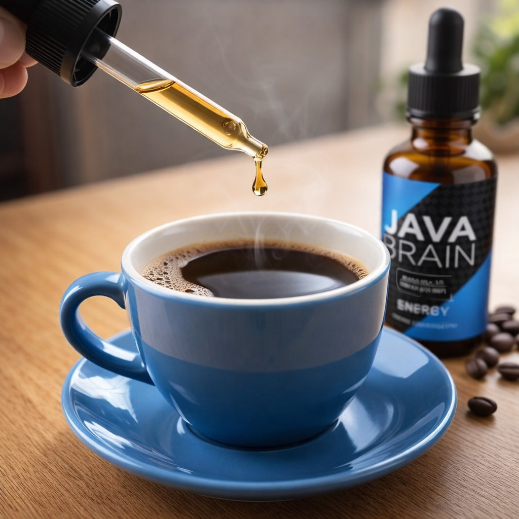 Java Brain review liquid supplement drops added to coffee for focus and brain support
