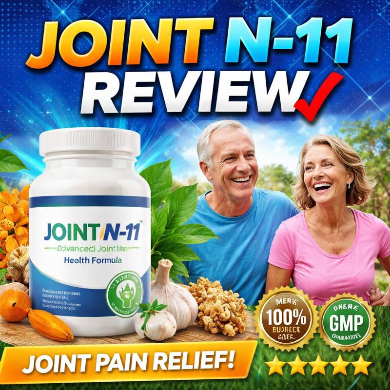 Joint N-11 review featured image showing natural joint pain relief supplement and active seniors
