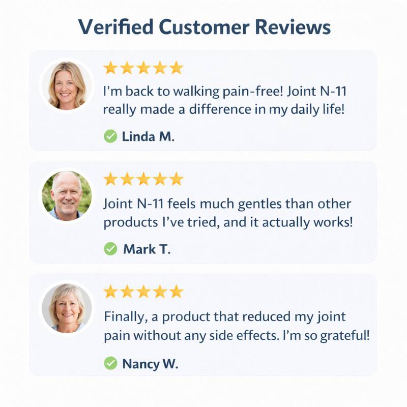 Joint N-11 reviews showing verified customer testimonials with five-star ratings and positive results