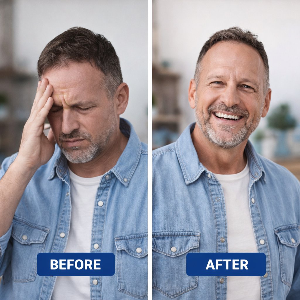 NU NERVE review before and after results showing improved energy and healthy appearance