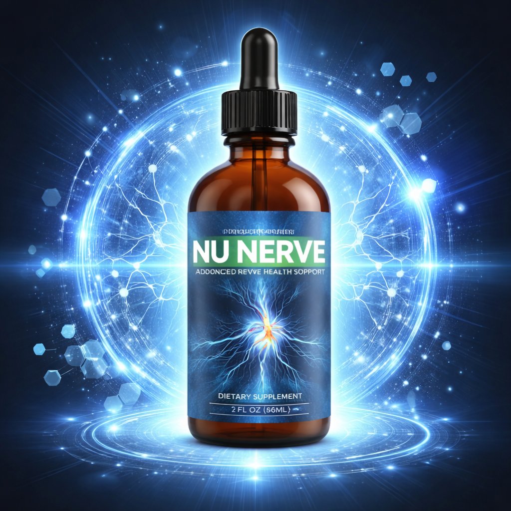 NU NERVE review supplement bottle showing nano technology nerve support formula