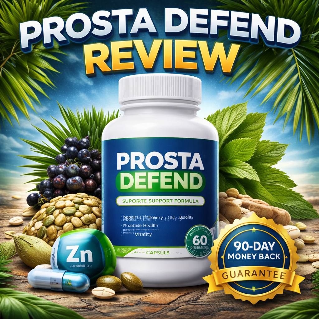Prosta Defend review featured image showing prostate health supplement
