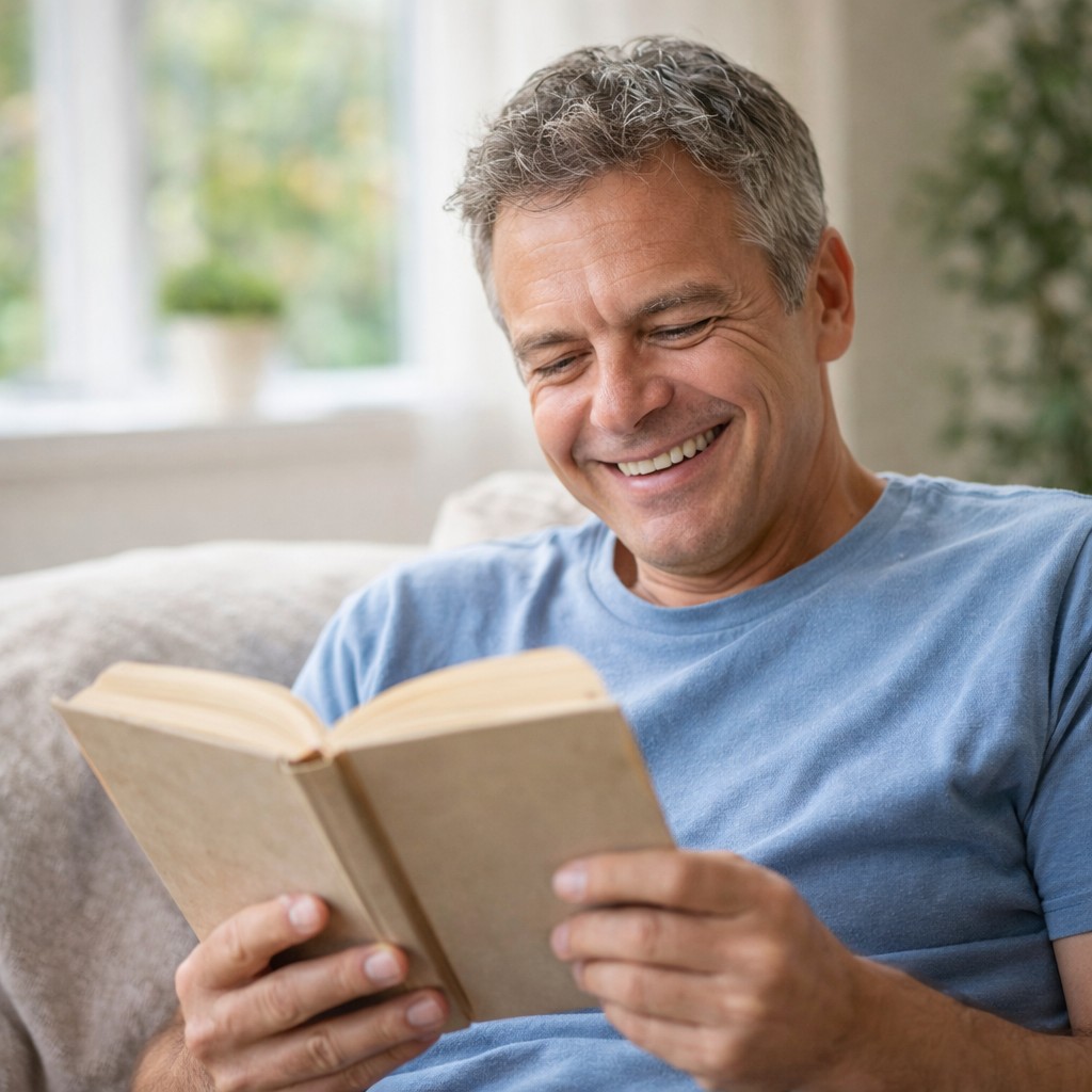 SightFresh review user reading book clearly without glasses after improving vision naturally