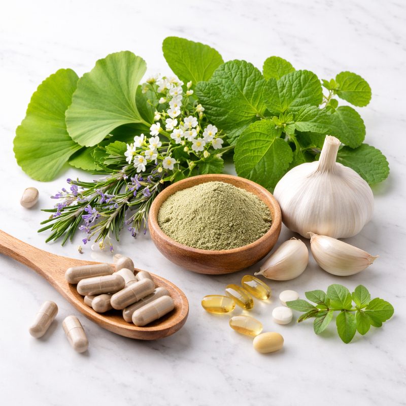 SonoVive ingredients showing bacopa monnieri and natural herbs used for hearing support and tinnitus relief