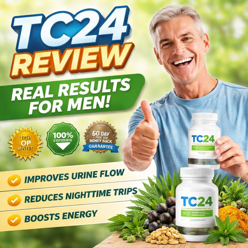 TC24 review featured image showing real prostate health results and improved urinary control for men