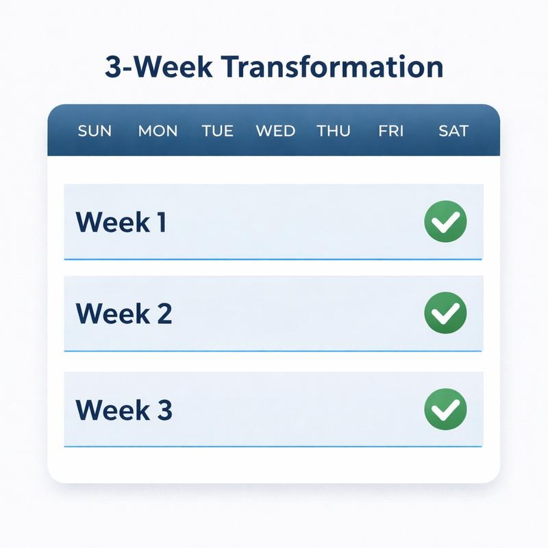 Zenith review 3 week transformation timeline showing early results
