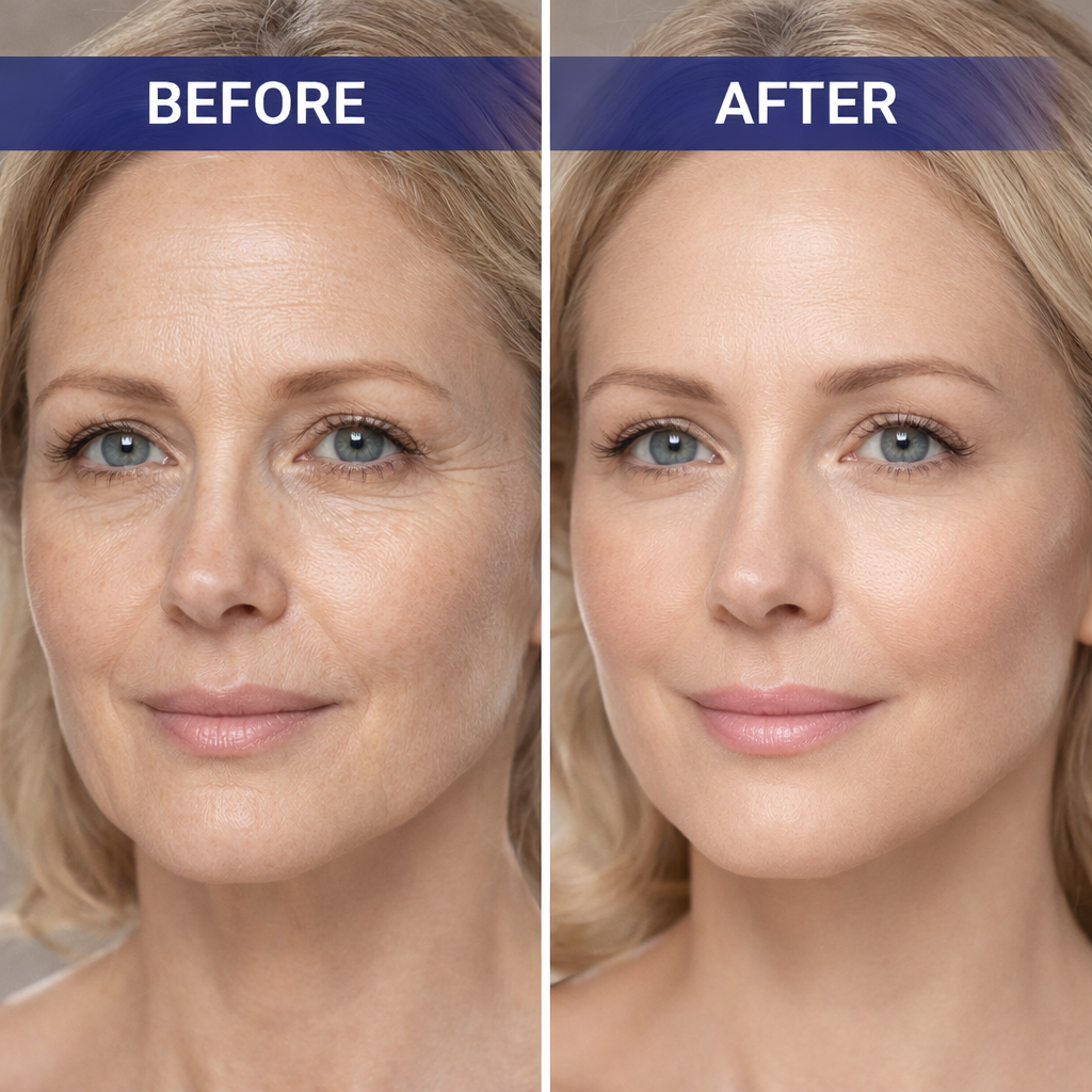 Synevra UltraLift review before and after results showing wrinkle reduction improved skin texture and anti aging effect naturally