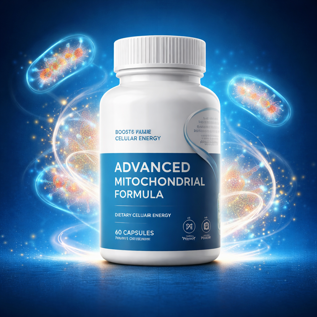 Advanced Mitochondrial review supplement bottle for boosting cellular energy and reducing fatigue naturally