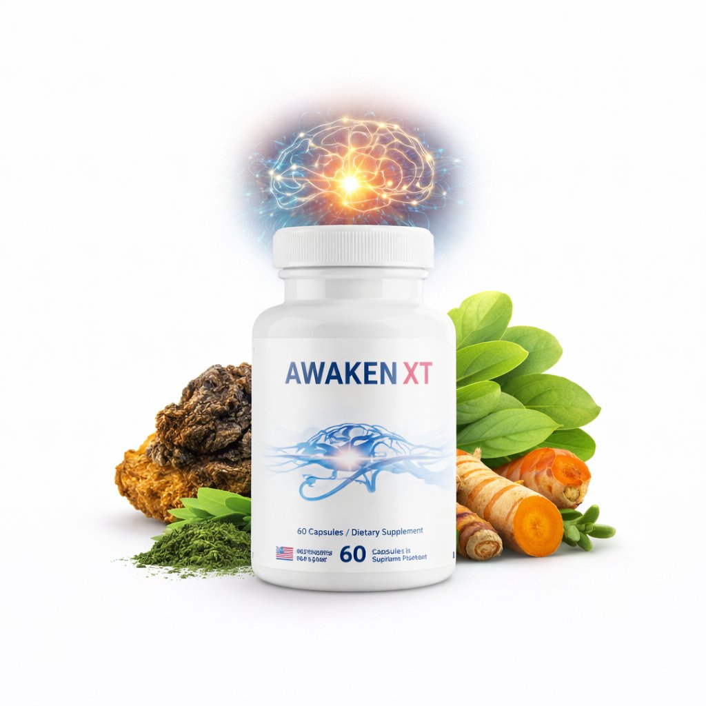 Awaken XT review supplement bottle for brain health and pineal gland support with natural ingredients