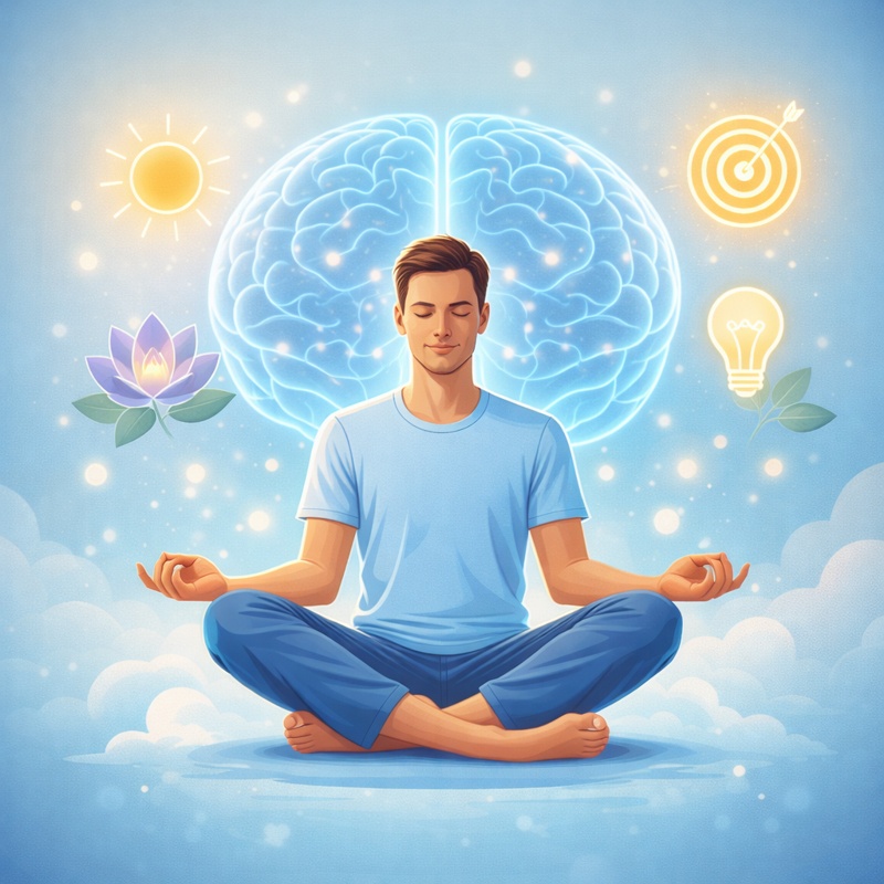 Brain C-13 review healthy brain lifestyle meditation focus calm mind cognitive health support illustration