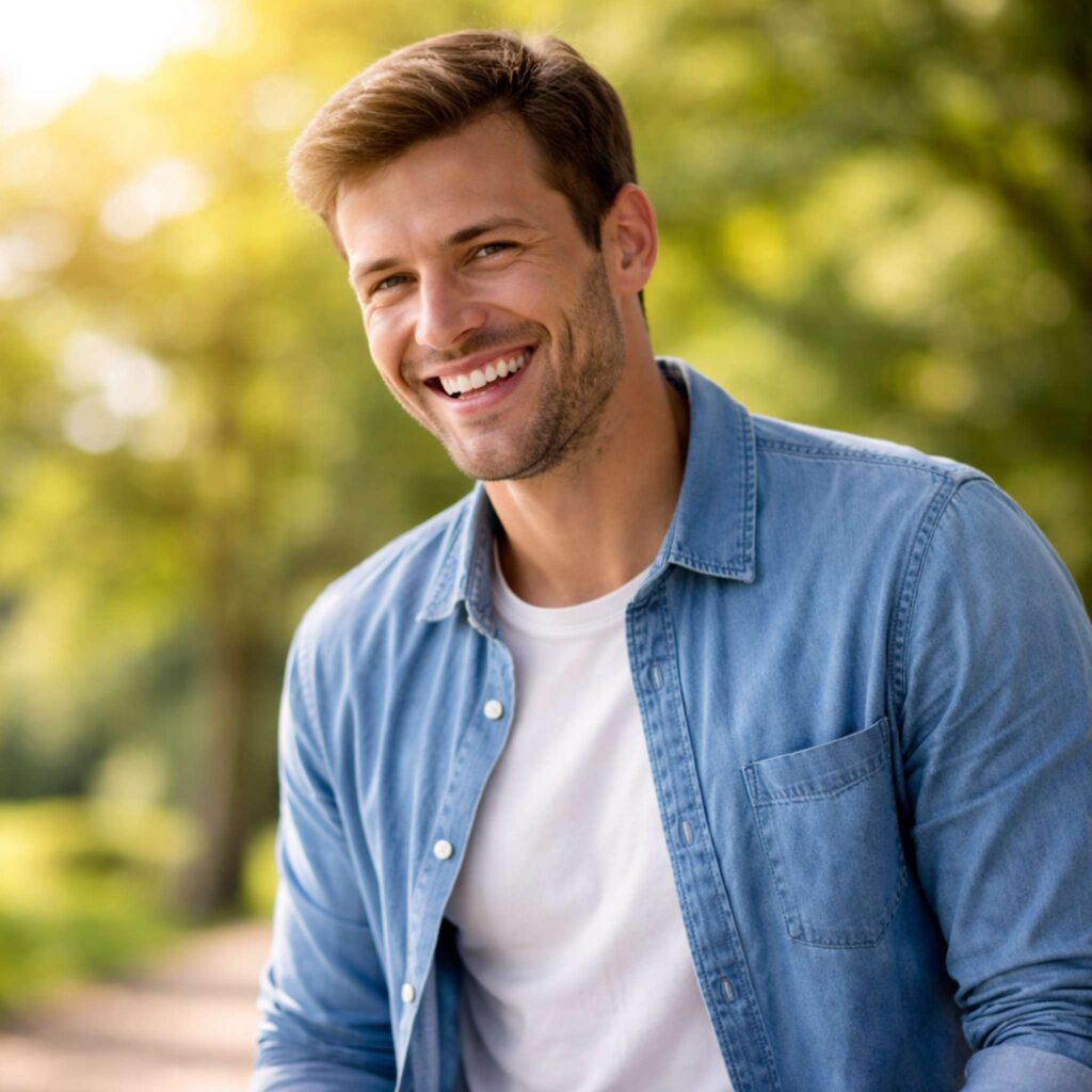 happy healthy person enjoying natural energy and wellness lifestyle after using Enki Elixir for focus stress relief and vitality