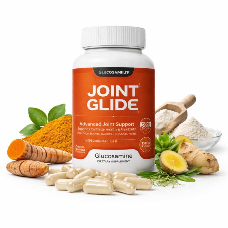 Joint Glide joint support supplement bottle with turmeric collagen and glucosamine ingredients – Joint Glide review