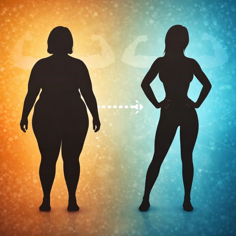 Leptozan review weight loss before and after body transformation concept showing fat to fit silhouette