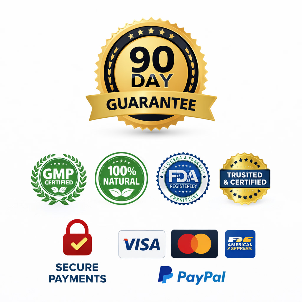 Max Boost money back guarantee 90 day refund policy secure payment trusted supplement certification badges