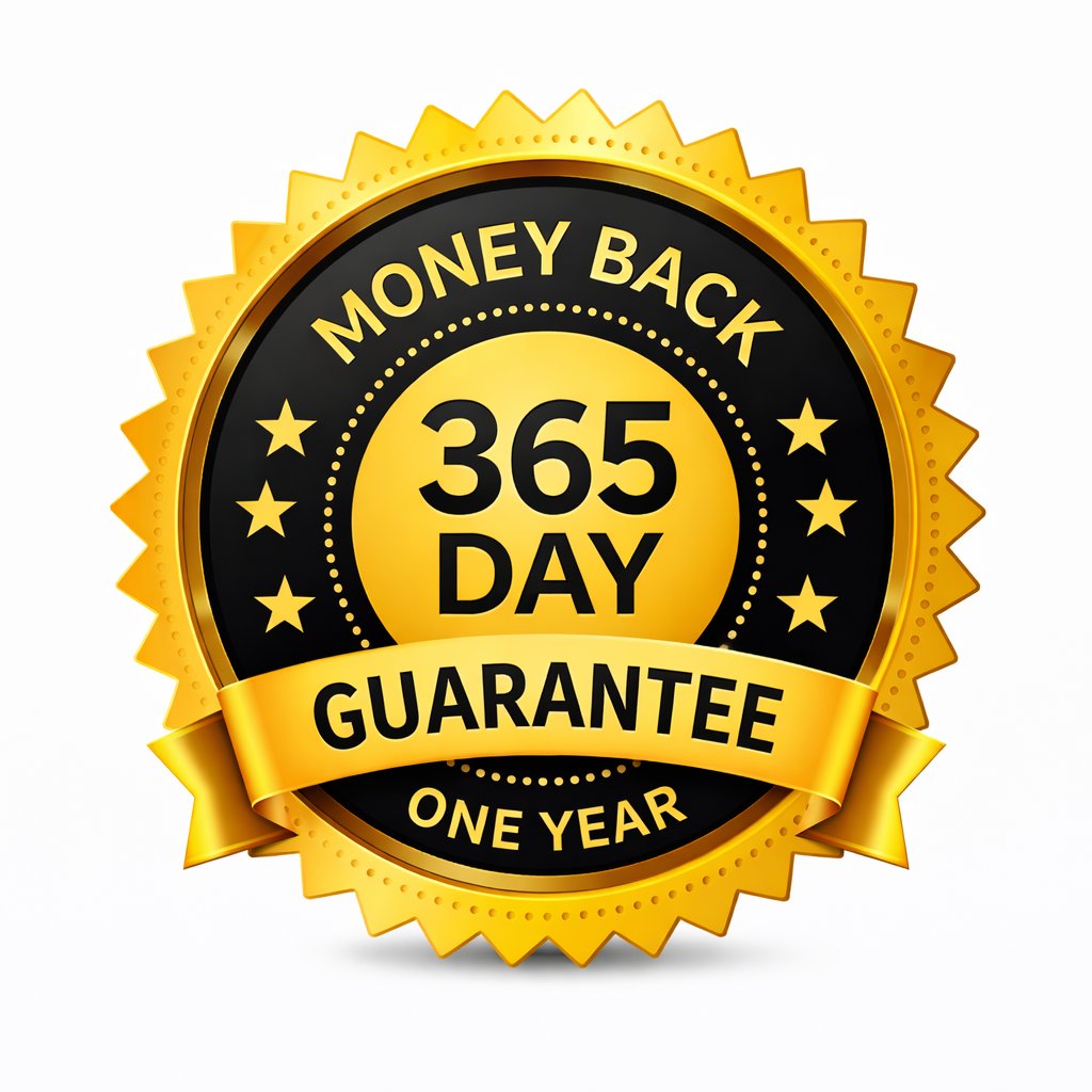 MindQuell review 365 day money back guarantee badge for risk free brain supplement purchase