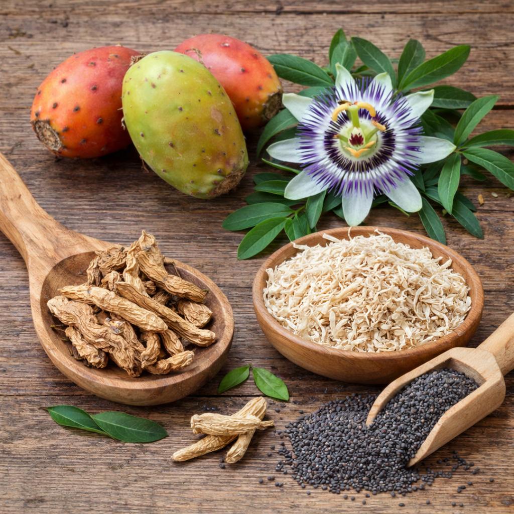 Natural herbs used in Nerve Soothe supplement including prickly pear passionflower and marshmallow root – Nerve soothe review