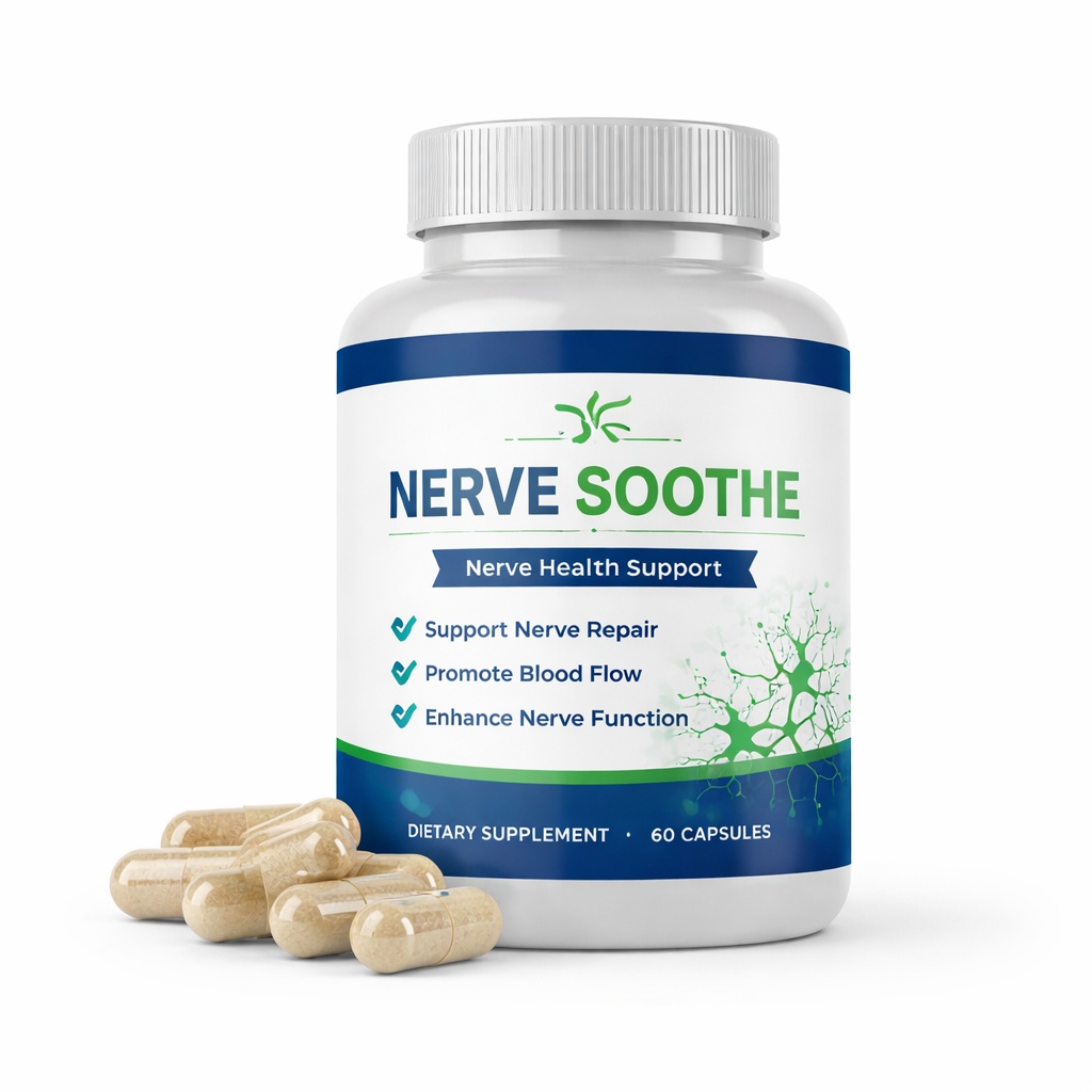 Nerve Soothe supplement bottle with capsules – natural nerve support formula for neuropathy relief