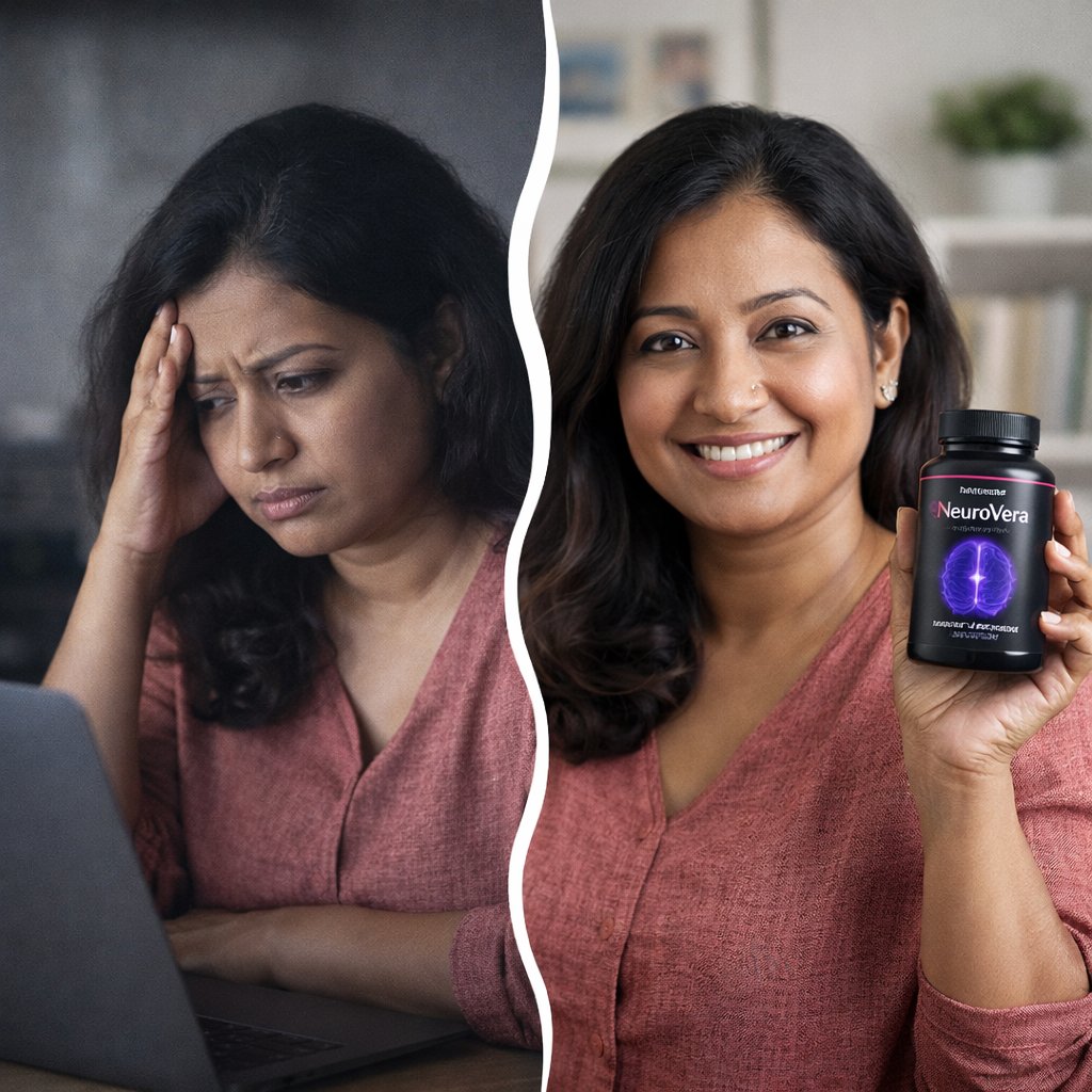 NeuroVera review before and after brain fog improvement showing increased focus and mental clarity