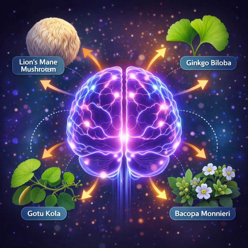 NeuroVera review brain function illustration showing improved neural activity with natural ingredients like lion’s mane bacopa and ginkgo