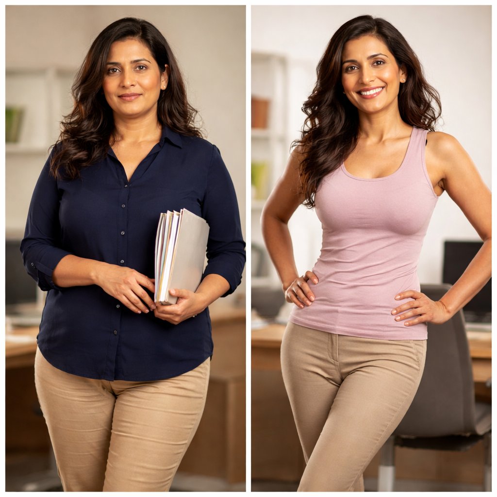 VolcaBurn review before and after weight loss transformation showing real fat loss results in a 40s woman