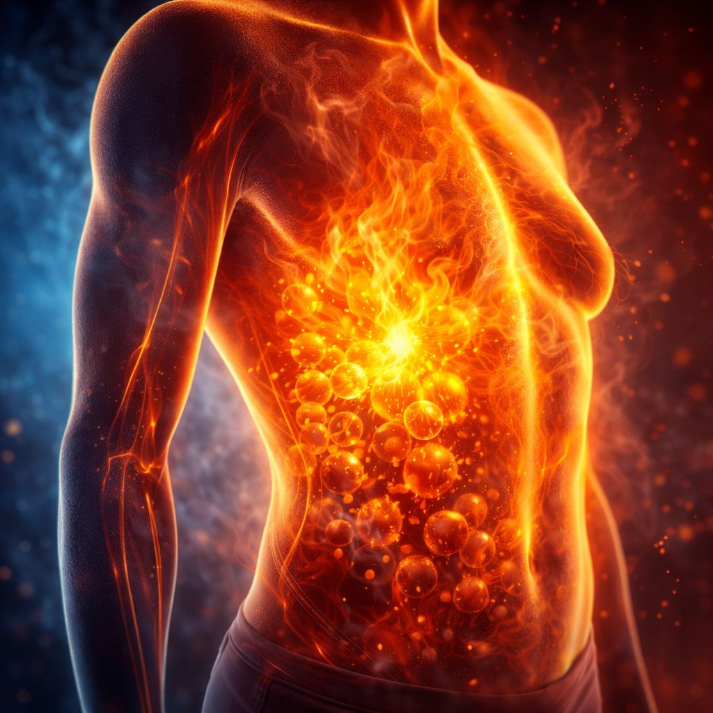 VolcaBurn review thermogenesis fat burning illustration showing metabolism boost and UCP1 activation for weight loss