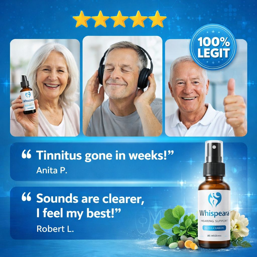 Whispeara reviews customer testimonials showing tinnitus relief and improved hearing after using Whispeara hearing support supplement